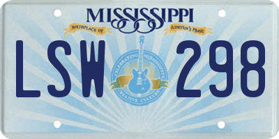 MS license plate LSW298