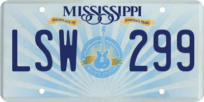 MS license plate LSW299