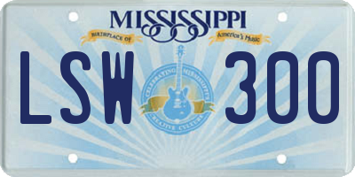 MS license plate LSW300