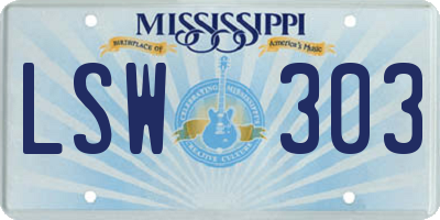 MS license plate LSW303