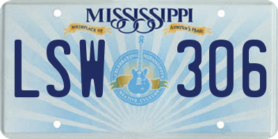 MS license plate LSW306