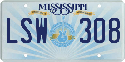 MS license plate LSW308