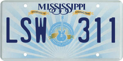 MS license plate LSW311