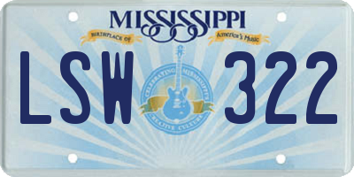 MS license plate LSW322