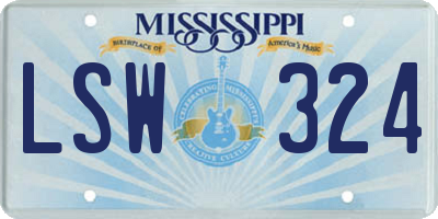 MS license plate LSW324