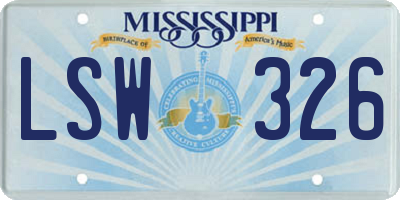 MS license plate LSW326