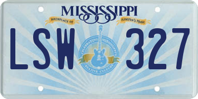 MS license plate LSW327