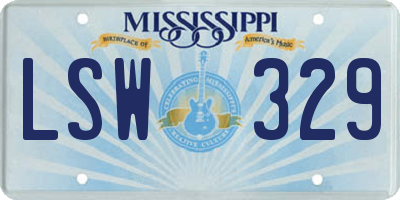 MS license plate LSW329
