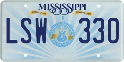 MS license plate LSW330