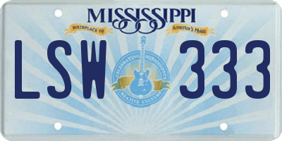 MS license plate LSW333