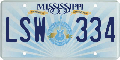 MS license plate LSW334