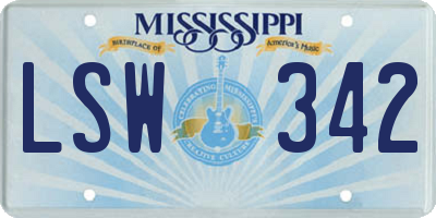 MS license plate LSW342