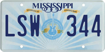 MS license plate LSW344