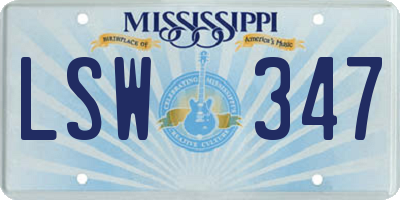 MS license plate LSW347