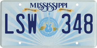 MS license plate LSW348