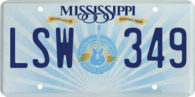 MS license plate LSW349