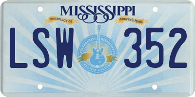 MS license plate LSW352
