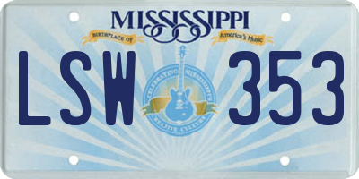 MS license plate LSW353