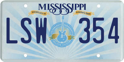 MS license plate LSW354