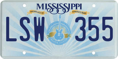 MS license plate LSW355
