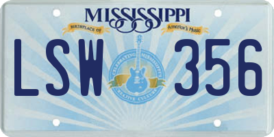 MS license plate LSW356