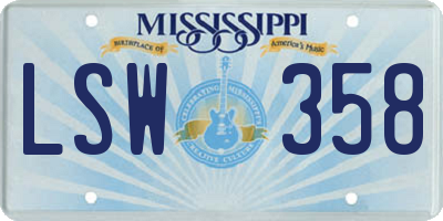 MS license plate LSW358