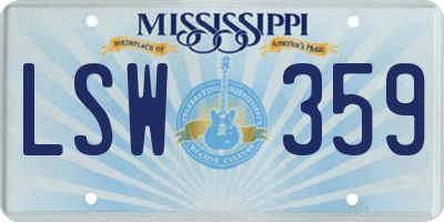 MS license plate LSW359