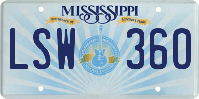 MS license plate LSW360