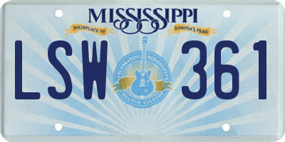 MS license plate LSW361