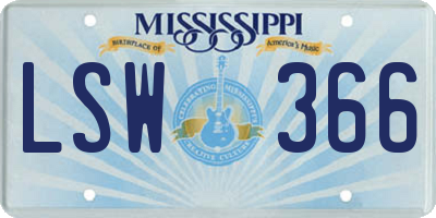 MS license plate LSW366
