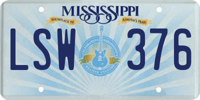 MS license plate LSW376