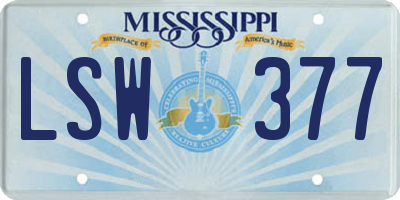 MS license plate LSW377