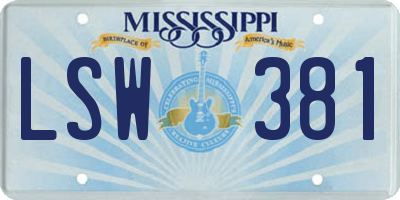 MS license plate LSW381
