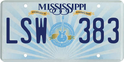 MS license plate LSW383