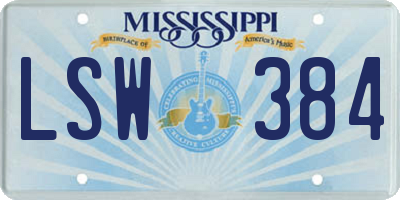 MS license plate LSW384