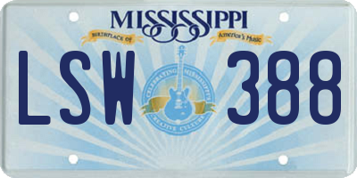 MS license plate LSW388