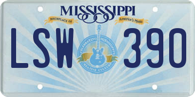 MS license plate LSW390