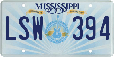 MS license plate LSW394