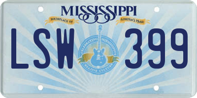 MS license plate LSW399