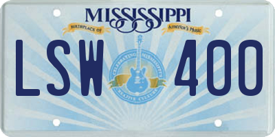 MS license plate LSW400