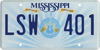 MS license plate LSW401