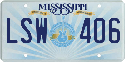 MS license plate LSW406
