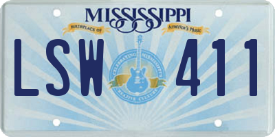 MS license plate LSW411