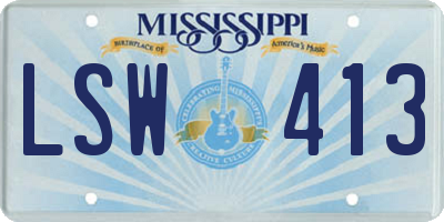 MS license plate LSW413