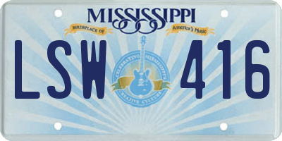 MS license plate LSW416