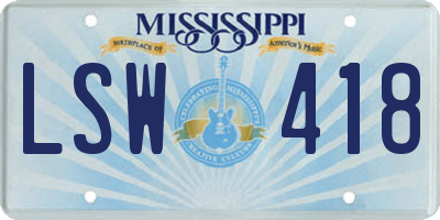 MS license plate LSW418
