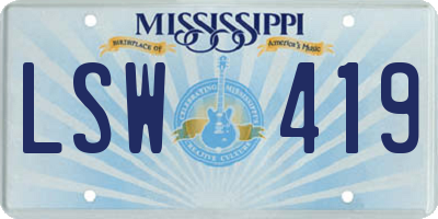 MS license plate LSW419
