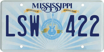 MS license plate LSW422