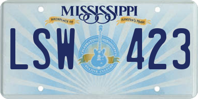MS license plate LSW423