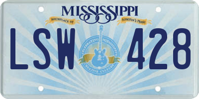 MS license plate LSW428